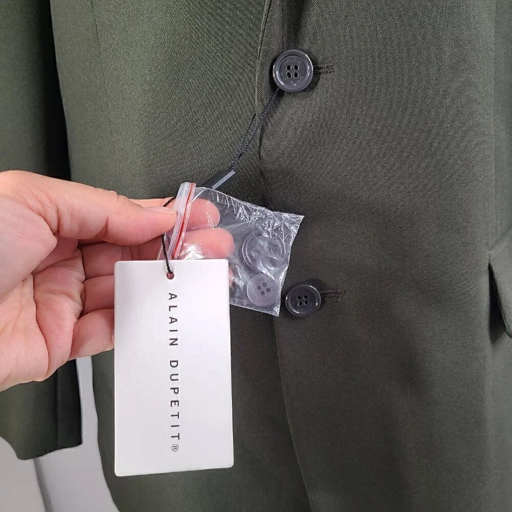 NWT Alain Dupetit Olive Green Sport Coat Two Button Blazer